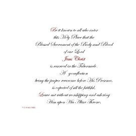 Narthex Sign (Edwardian Script)