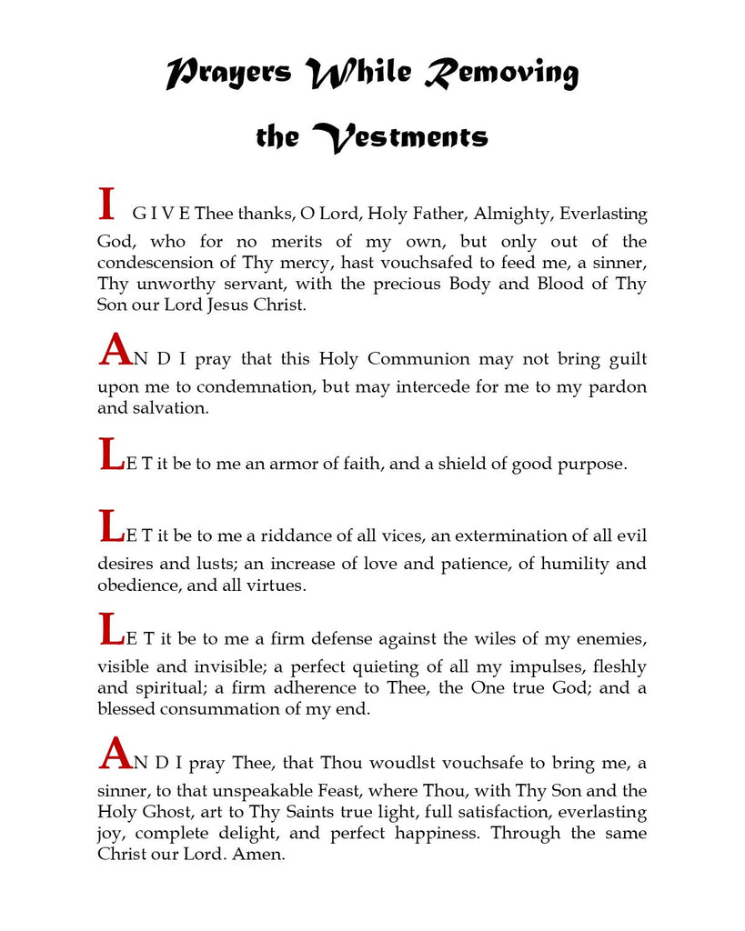 Prayers While Removing the Vestments CARDS $7.00