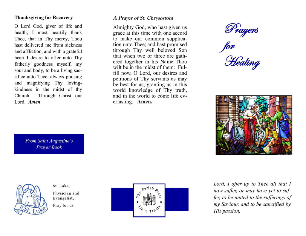 Prayers for Healing Tri-Fold 12 for $14.00