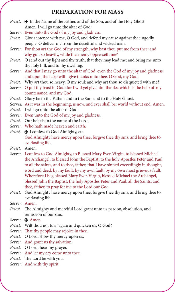 Preparation for Mass Card for Altar Party  $7.00 each