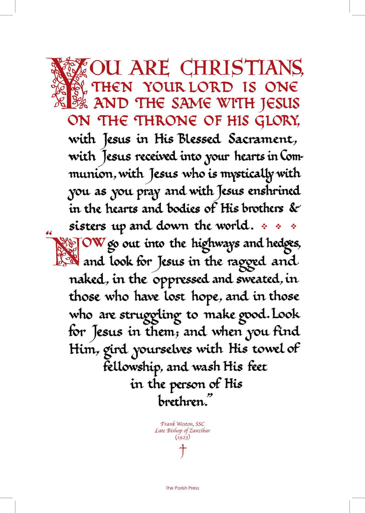 You Are Christians print by Frank Weston  (Print for the Narthex)